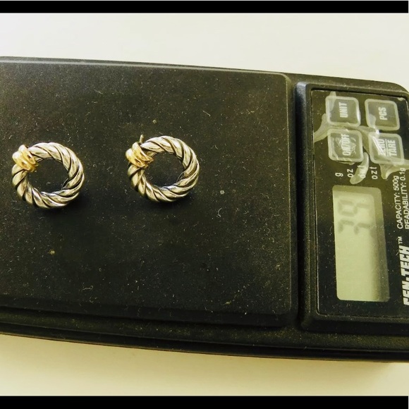 ❤️ Twisted Cable Earrings 925 18K ITALY - Picture 6 of 7